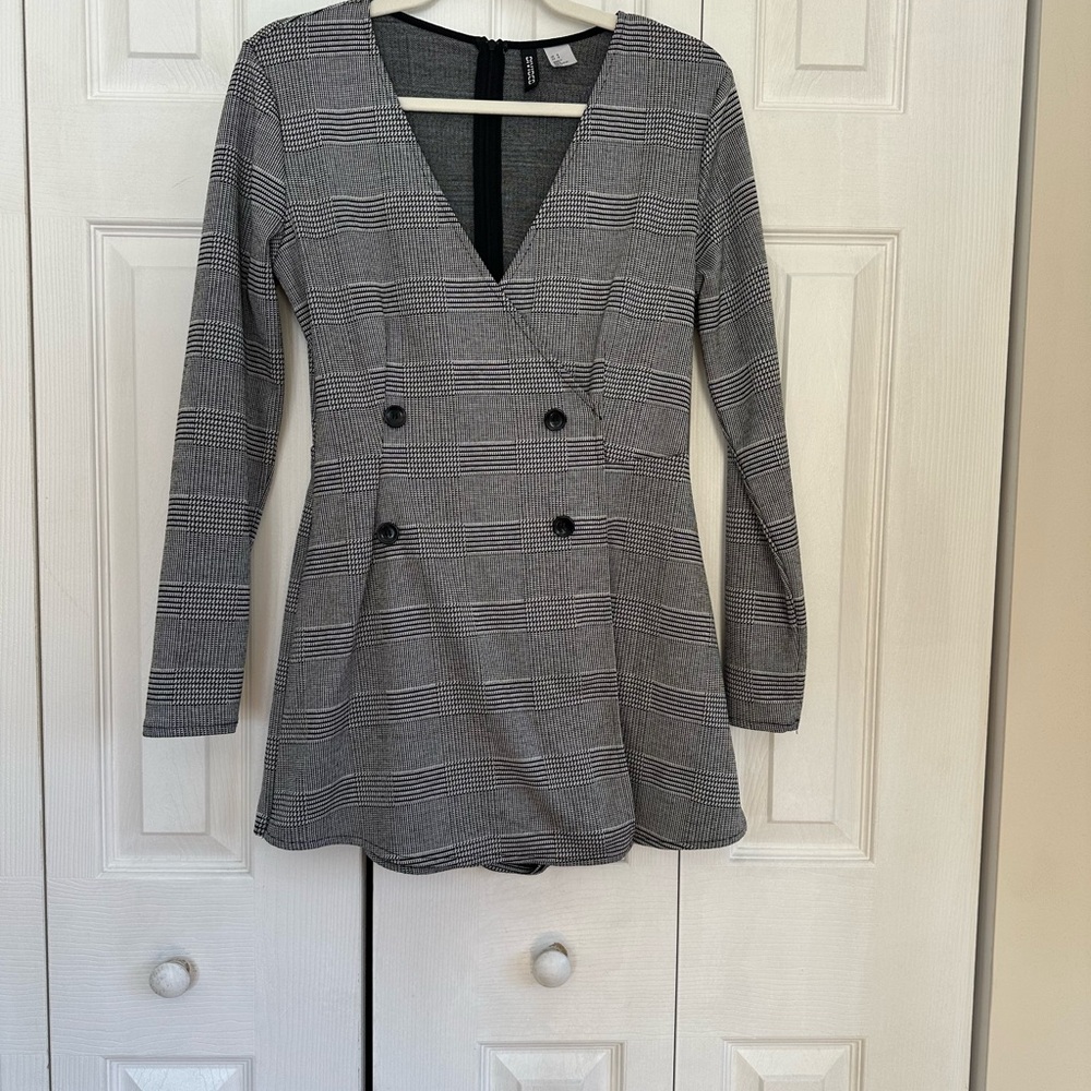 Gray Plaid Women's Romper